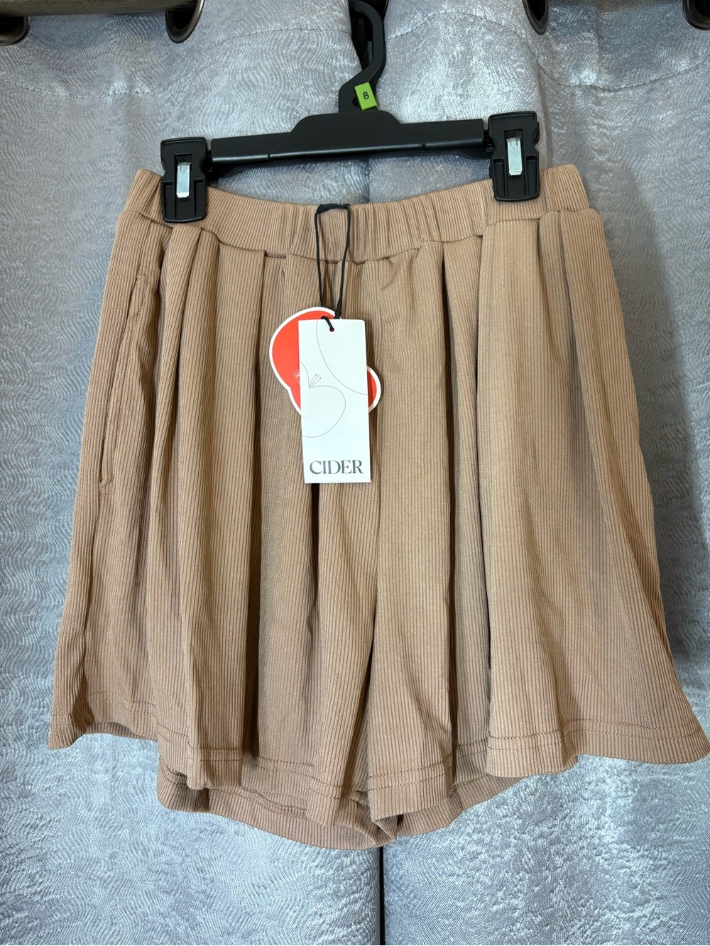 Cider Ribbed High-Waist Tan Shorts
